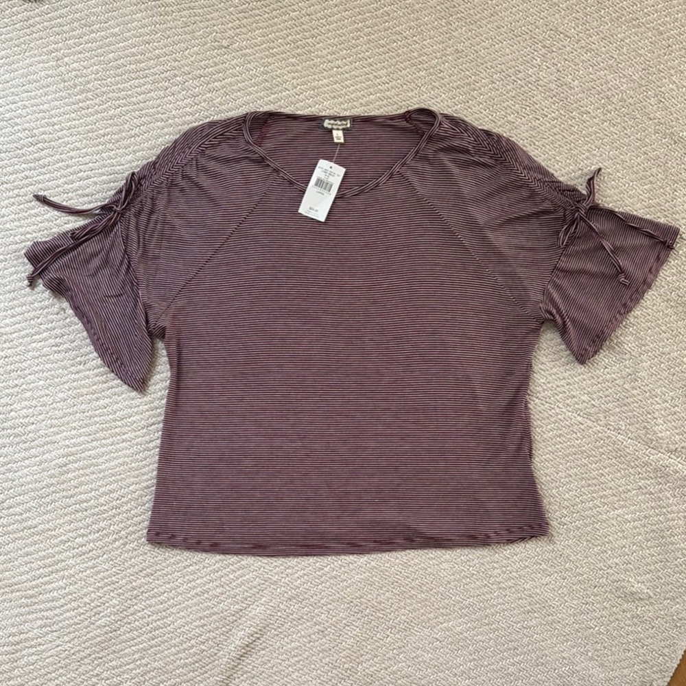 Buckle Purple Ruched Crop T-Shirt